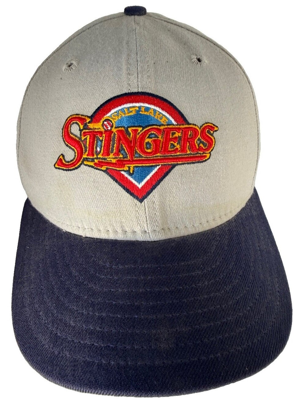 Salt Lake Bees Retro Stingers New Era 59Fifty 7 1/4 100% Wool Gray/ Blue Rare
